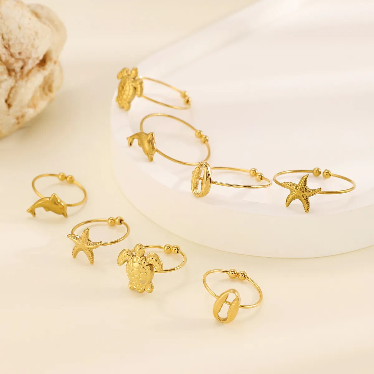 Wholesale Jewelry IG Style Simple Style Starfish Dolphin Shell 304 Stainless Steel 18K Gold Plated Toe Rings