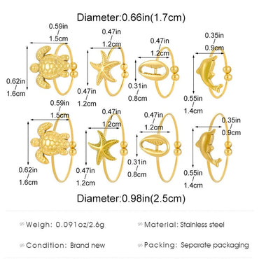 Wholesale Jewelry IG Style Simple Style Starfish Dolphin Shell 304 Stainless Steel 18K Gold Plated Toe Rings