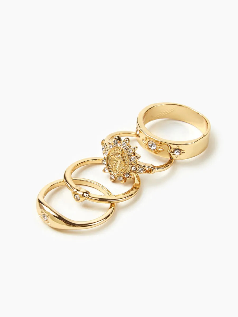 Wholesale Jewelry IG Style Simple Style Sun Heart Shape Butterfly Alloy Zircon 14K Gold Plated Inlay Rings