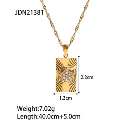 Wholesale Jewelry IG Style Simple Style Sun Star Moon 304 Stainless Steel Zircon Toggle Inlay Pendant Necklace