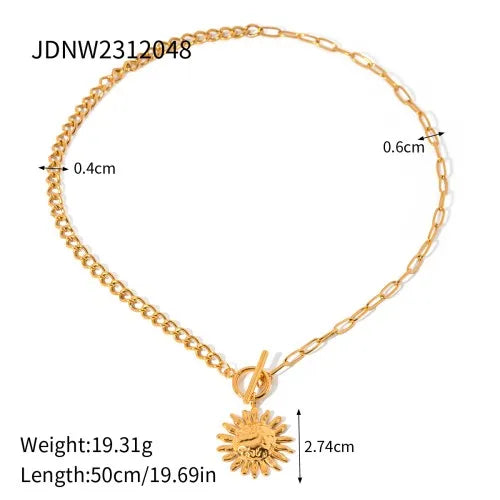 Wholesale Jewelry IG Style Simple Style Sun Star Moon 304 Stainless Steel Zircon Toggle Inlay Pendant Necklace