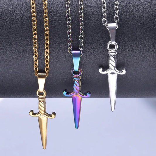 Wholesale Jewelry IG Style Simple Style Sword 304 Stainless Steel 18K Gold Plated Pendant Necklace Necklace Pendant