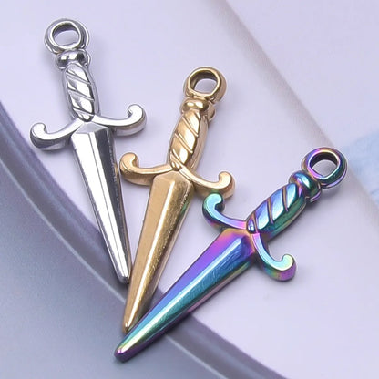 Wholesale Jewelry IG Style Simple Style Sword 304 Stainless Steel 18K Gold Plated Pendant Necklace Necklace Pendant