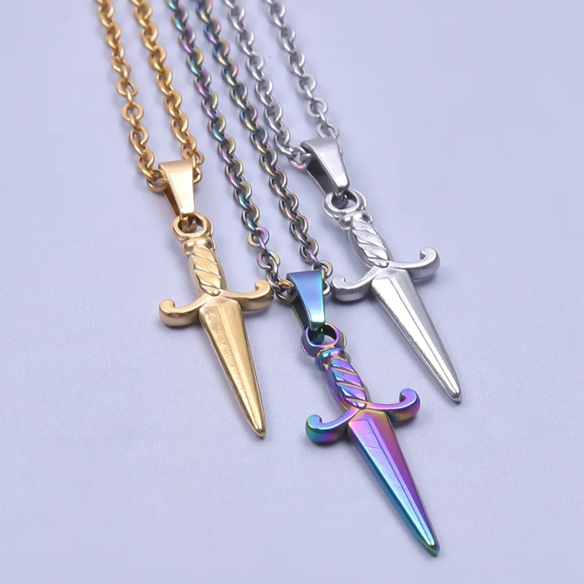 Wholesale Jewelry IG Style Simple Style Sword 304 Stainless Steel 18K Gold Plated Pendant Necklace Necklace Pendant