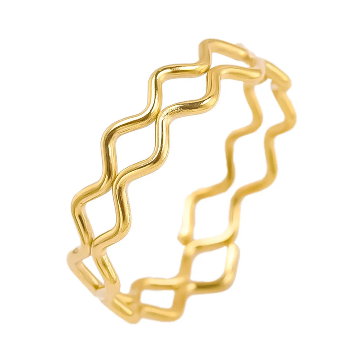 Wholesale Jewelry IG Style Simple Style Waves 304 Stainless Steel 18K Gold Plated Polishing Rings