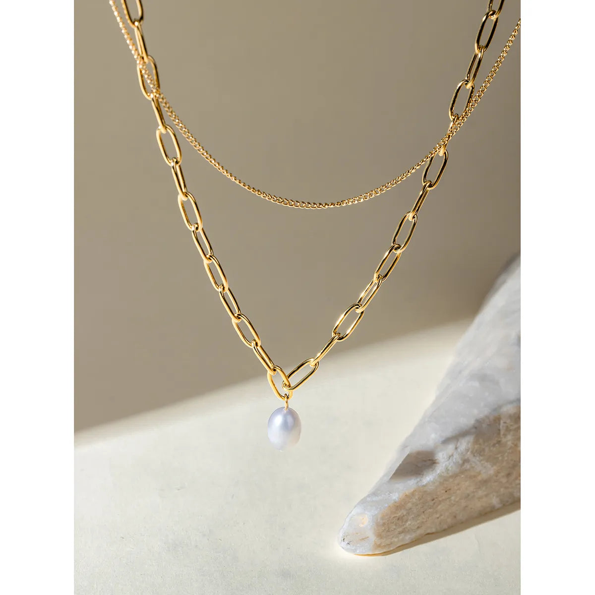 Wholesale Jewelry IG Style Solid Color 304 Stainless Steel 18K Gold Plated Plating Necklace