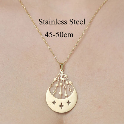 Wholesale Jewelry IG Style Star Heart Shape Flower 201 Stainless Steel 18K Gold Plated Polishing Plating Pendant Necklace