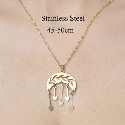 Wholesale Jewelry IG Style Star Heart Shape Flower 201 Stainless Steel 18K Gold Plated Polishing Plating Pendant Necklace