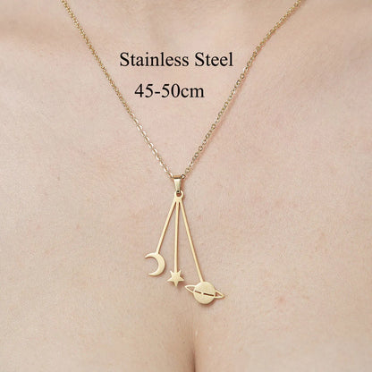 Wholesale Jewelry IG Style Star Heart Shape Flower 201 Stainless Steel 18K Gold Plated Polishing Plating Pendant Necklace