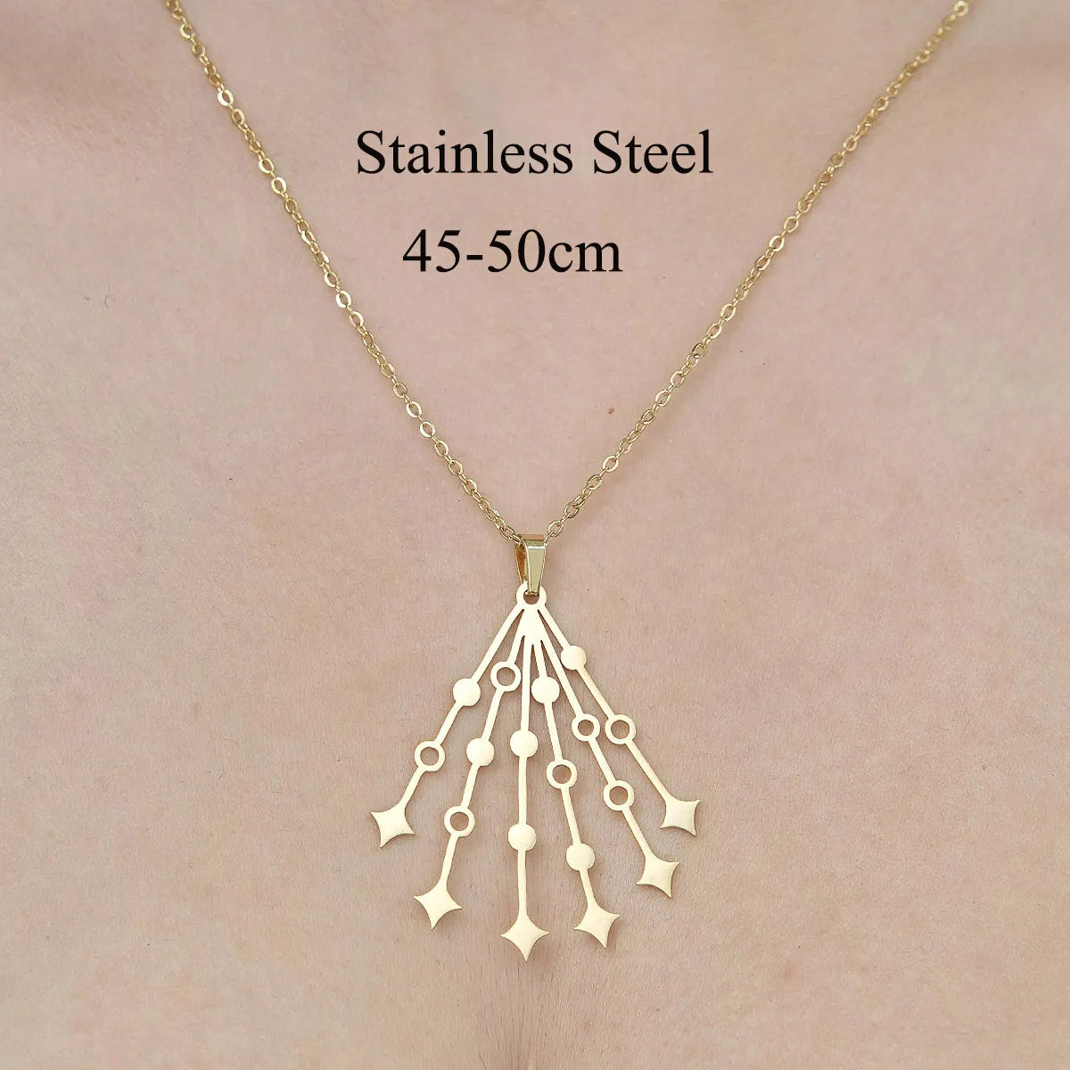 Wholesale Jewelry IG Style Star Heart Shape Flower 201 Stainless Steel 18K Gold Plated Polishing Plating Pendant Necklace