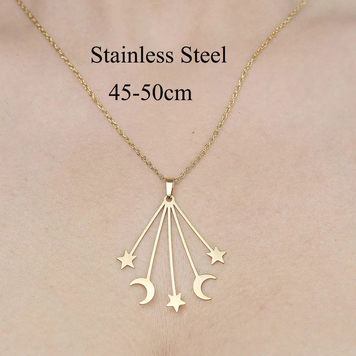 Wholesale Jewelry IG Style Star Heart Shape Flower 201 Stainless Steel 18K Gold Plated Polishing Plating Pendant Necklace