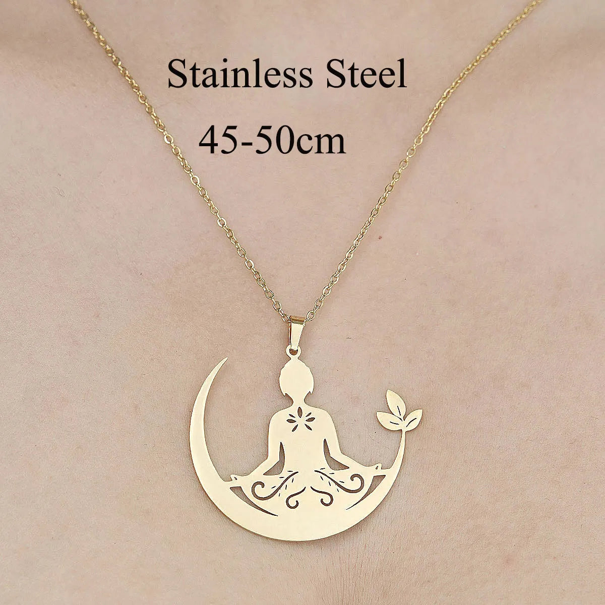 Wholesale Jewelry IG Style Star Moon 201 Stainless Steel 18K Gold Plated Polishing Plating Pendant Necklace