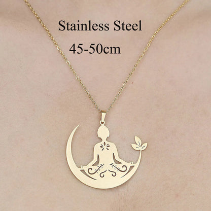 Wholesale Jewelry IG Style Star Moon 201 Stainless Steel 18K Gold Plated Polishing Plating Pendant Necklace