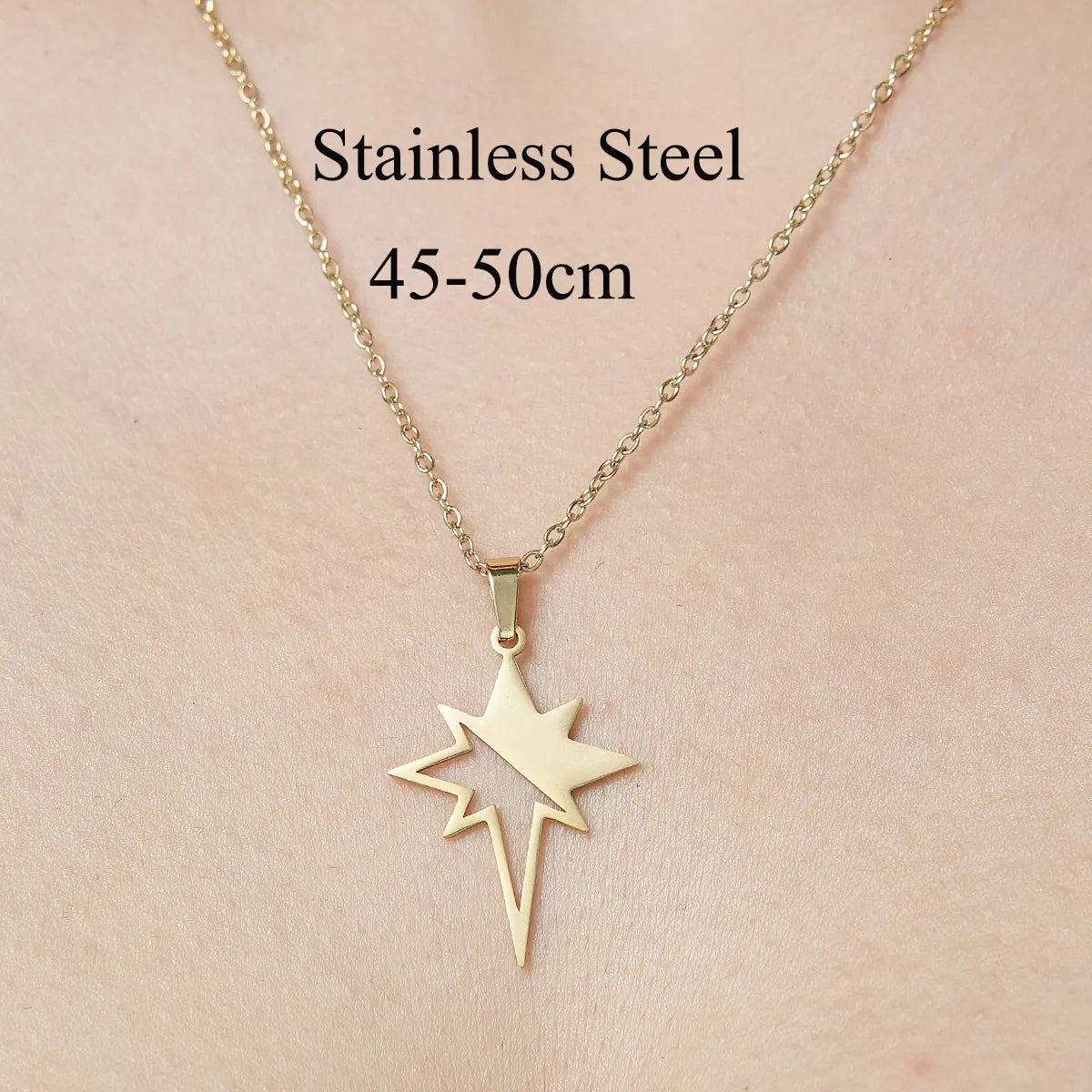 Wholesale Jewelry IG Style Star Moon 201 Stainless Steel 18K Gold Plated Polishing Plating Pendant Necklace