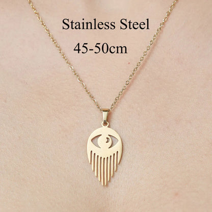 Wholesale Jewelry IG Style Star Moon 201 Stainless Steel 18K Gold Plated Polishing Plating Pendant Necklace