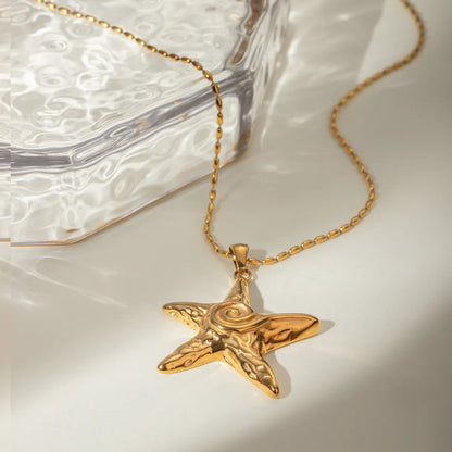 Wholesale Jewelry IG Style Starfish 304 Stainless Steel Pendant Necklace