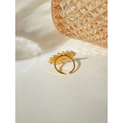 Wholesale Jewelry IG Style SUNFLOWER (Jz001) 304 Stainless Steel 18K Gold Plated Open Rings