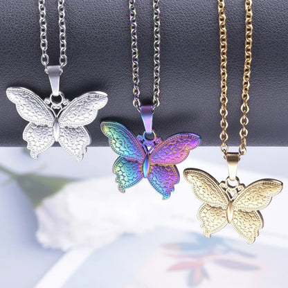 Wholesale Jewelry IG Style Sweet Butterfly 304 Stainless Steel 18K Gold Plated Pendant Necklace Necklace Pendant