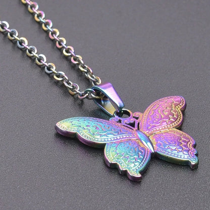 Wholesale Jewelry IG Style Sweet Butterfly 304 Stainless Steel 18K Gold Plated Pendant Necklace Necklace Pendant