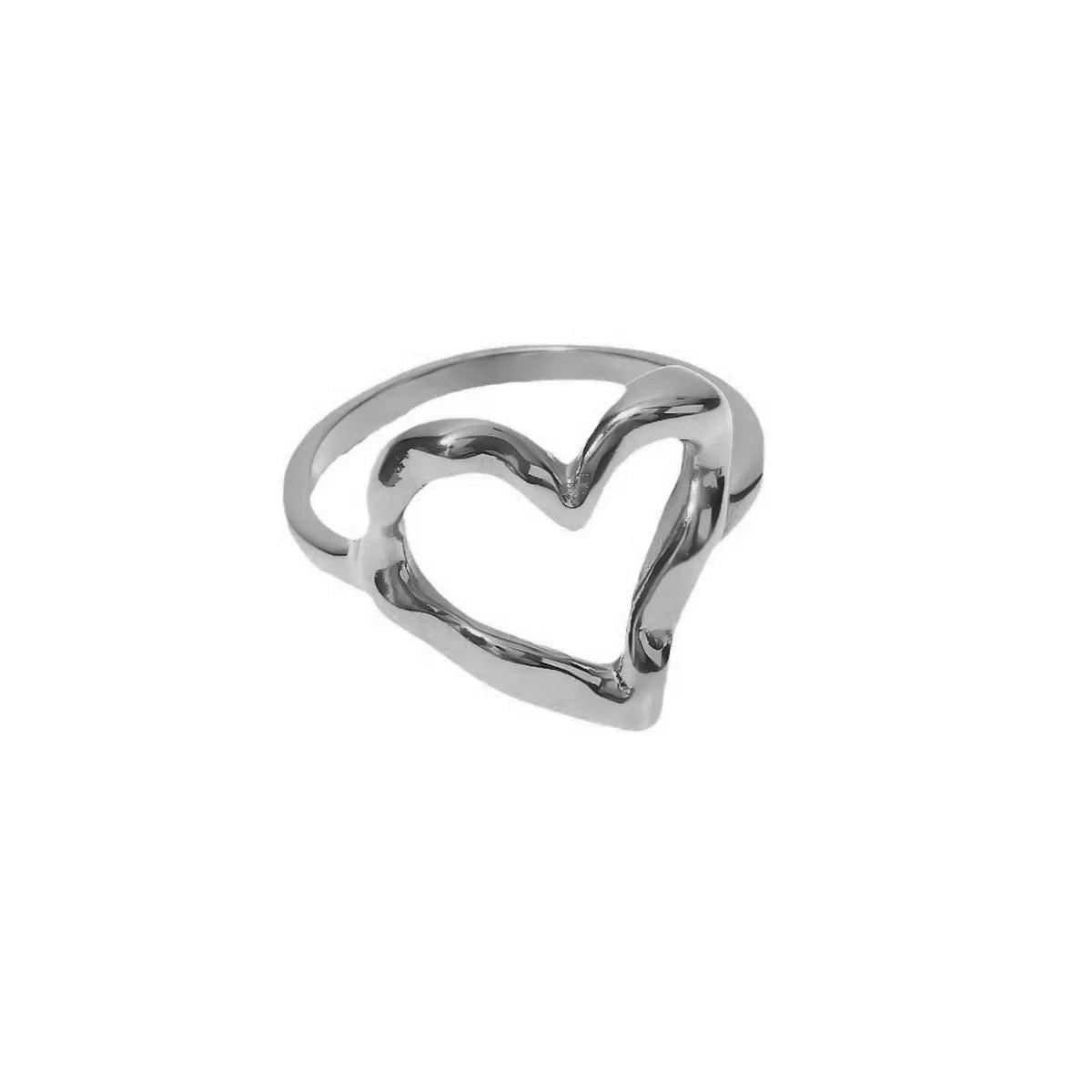 Wholesale Jewelry IG Style Sweet Heart Shape 304 Stainless Steel 18K Gold Plated Hollow Out Rings