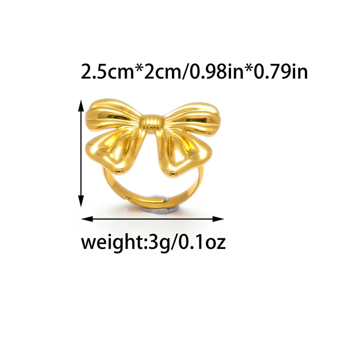 Wholesale Jewelry IG Style Sweet Korean Style Bow Knot 304 Stainless Steel 14K Gold Plated Hollow Out Open Rings