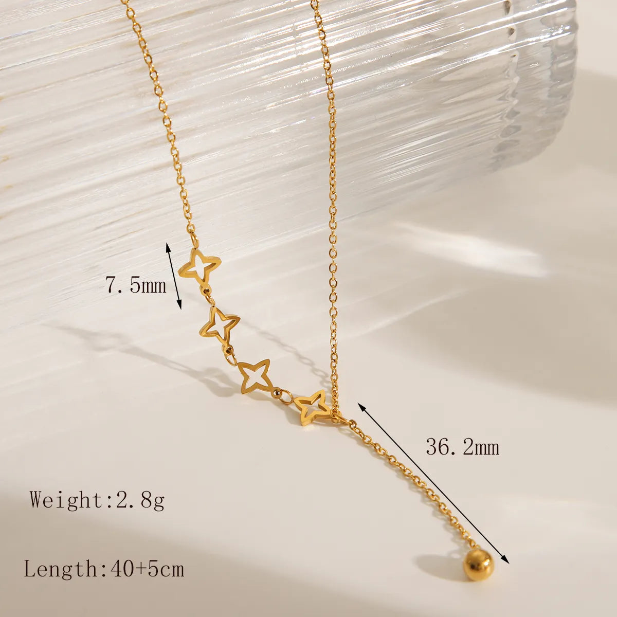 Wholesale Jewelry IG Style Sweet Simple Style Star Heart Shape Butterfly 304 Stainless Steel 18K Gold Plated Pendant Necklace