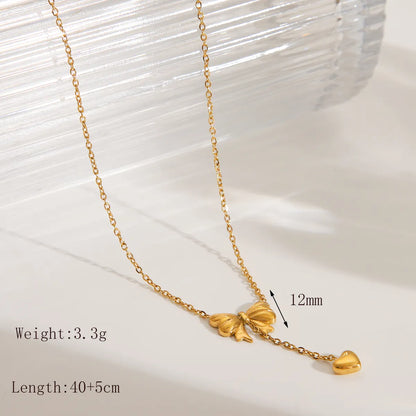 Wholesale Jewelry IG Style Sweet Simple Style Star Heart Shape Butterfly 304 Stainless Steel 18K Gold Plated Pendant Necklace