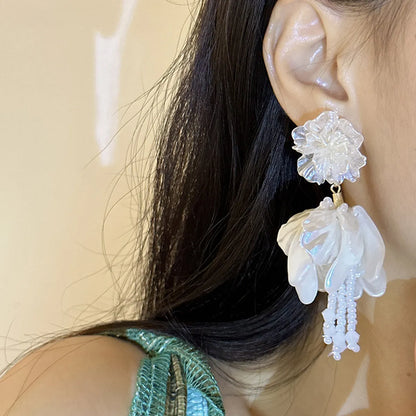 Wholesale Jewelry Ig Style Sweet U Shape Flower Alloy Beaded Plating Drop Earrings