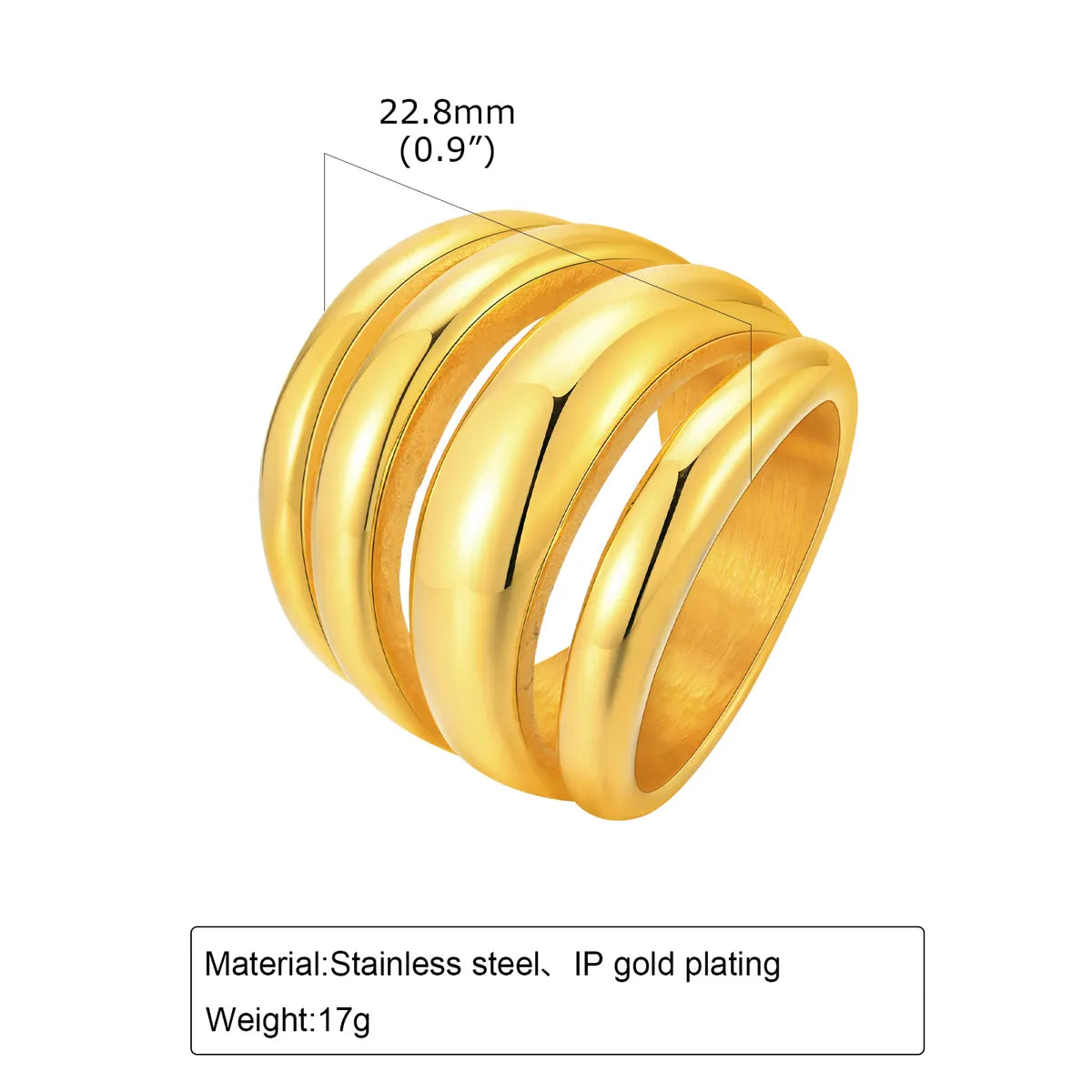 Wholesale Jewelry IG Style Twist 304 Stainless Steel 18K Gold Plated Layered Rings