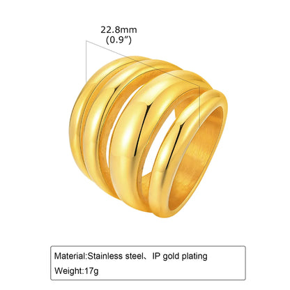 Wholesale Jewelry IG Style Twist 304 Stainless Steel 18K Gold Plated Layered Rings