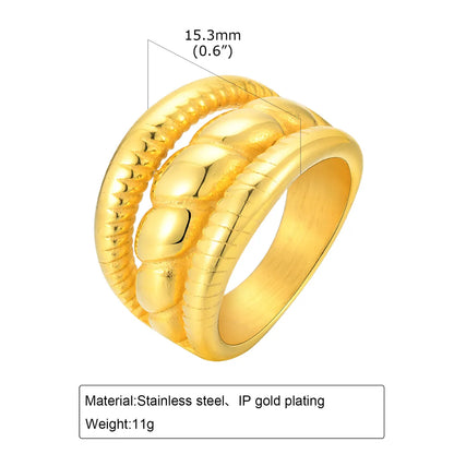 Wholesale Jewelry IG Style Twist 304 Stainless Steel 18K Gold Plated Layered Rings