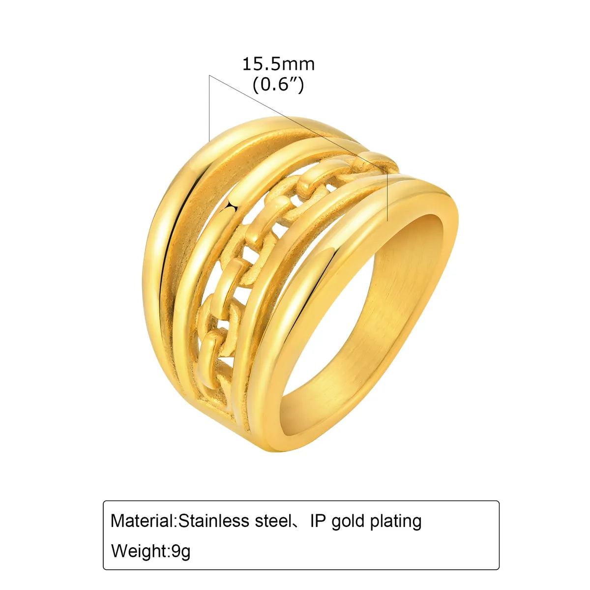 Wholesale Jewelry IG Style Twist 304 Stainless Steel 18K Gold Plated Layered Rings