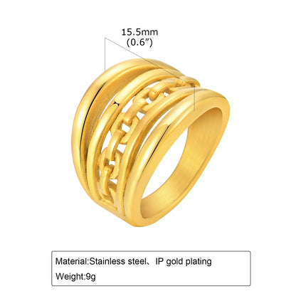 Wholesale Jewelry IG Style Twist 304 Stainless Steel 18K Gold Plated Layered Rings