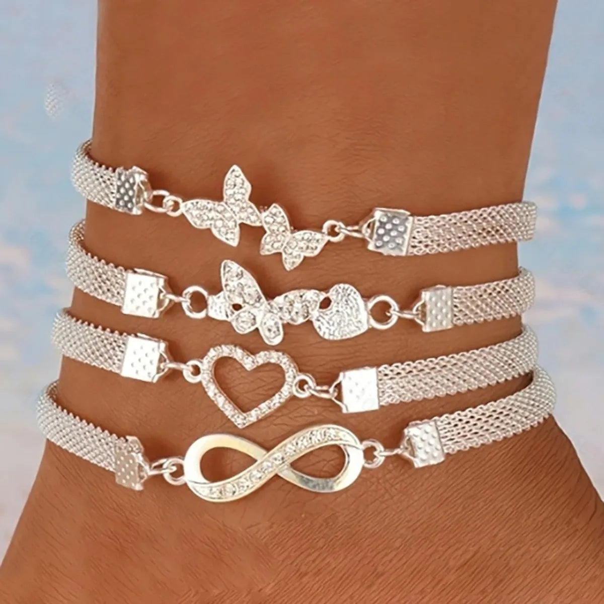 Wholesale Jewelry IG Style Vacation Classic Style Infinity Heart Shape Butterfly Alloy Anklet