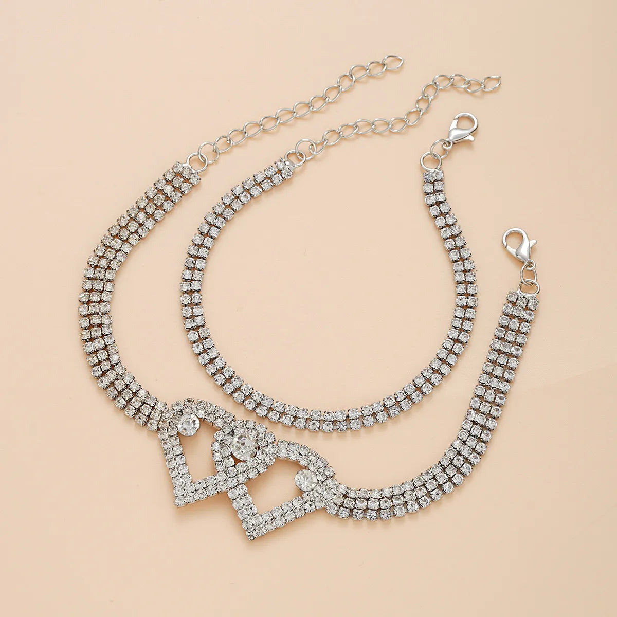 Wholesale Jewelry IG Style Vacation Marine Style Heart Shape Alloy Rhinestones Inlay Anklet