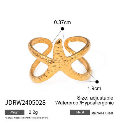 Wholesale Jewelry IG Style Vacation Simple Style Starfish Hippocampus Shell 304 Stainless Steel Artificial Pearls 18K Gold Plated Scallop Inlay Rings Earrings Necklace