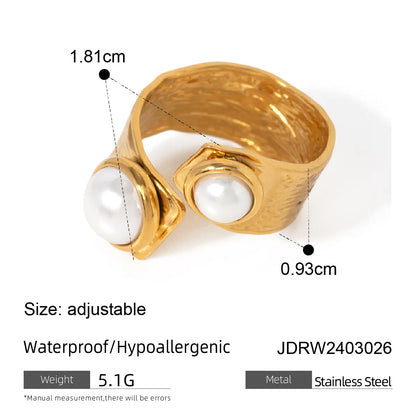 Wholesale Jewelry IG Style Vacation Simple Style Starfish Hippocampus Shell 304 Stainless Steel Artificial Pearls 18K Gold Plated Scallop Inlay Rings Earrings Necklace