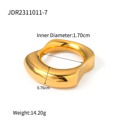 Wholesale Jewelry IG Style Vacation Simple Style Water Droplets Solid Color 316 Stainless Steel  18K Gold Plated Asymmetrical Open Rings Rings