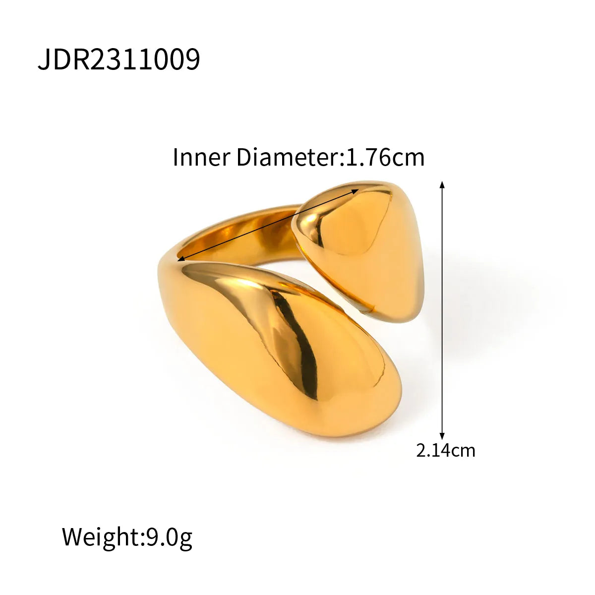 Wholesale Jewelry IG Style Vacation Simple Style Water Droplets Solid Color 316 Stainless Steel  18K Gold Plated Asymmetrical Open Rings Rings