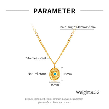 Wholesale Jewelry IG Style Vintage Style Commute Geometric 304 Stainless Steel Natural Stone Opal Inlay Pendant Necklace