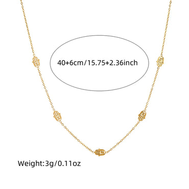 Wholesale Jewelry IG Style Vintage Style Hand Of Fatima 304 Stainless Steel 18K Gold Plated Hollow Out Jewelry Set