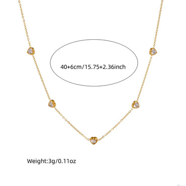 Wholesale Jewelry IG Style Vintage Style Sweet Heart Shape 304 Stainless Steel Rhinestones 18K Gold Plated Inlay Jewelry Set