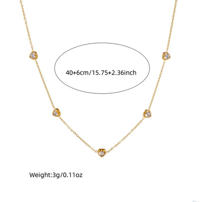 Wholesale Jewelry IG Style Vintage Style Sweet Heart Shape 304 Stainless Steel Rhinestones 18K Gold Plated Inlay Jewelry Set