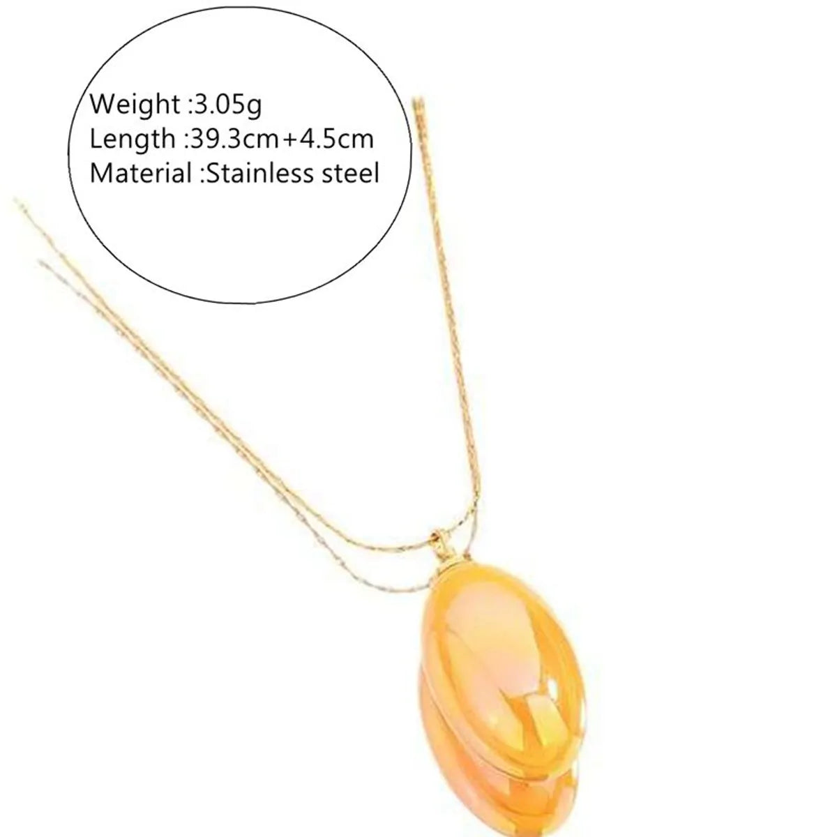 Wholesale Jewelry IG Style Y2K Oval 304 Stainless Steel Plastic 18K Gold Plated Plating Chain Inlay Pendant Necklace