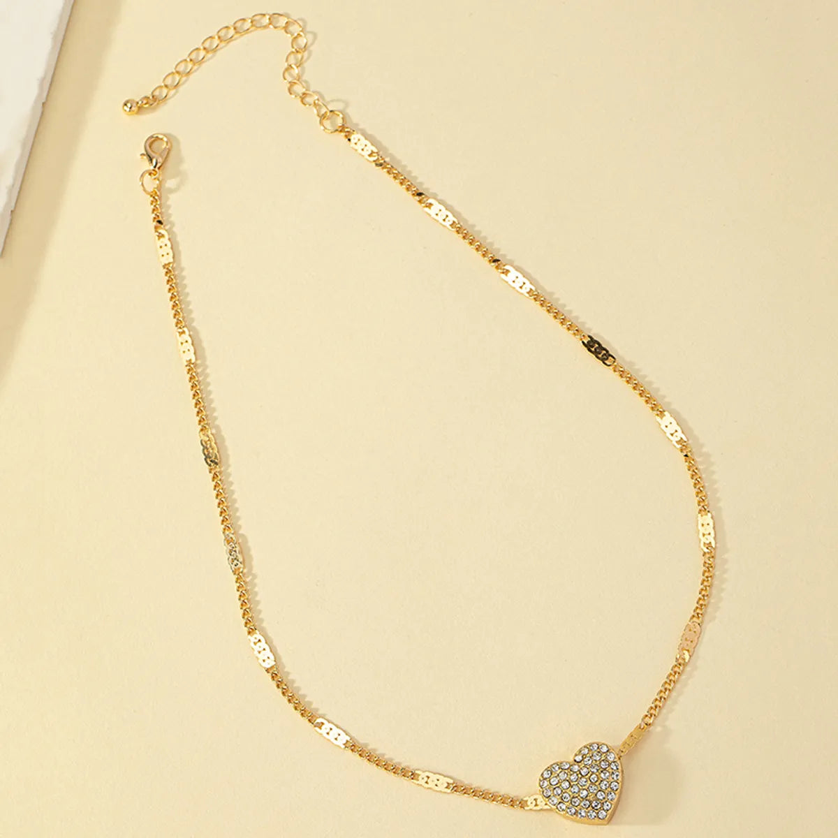 Wholesale Jewelry Ins Style Commute Heart Shape Alloy Rhinestones Pendant Necklace