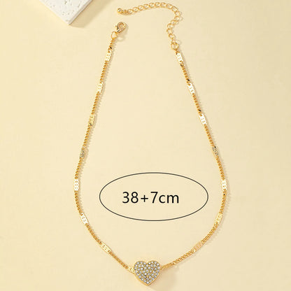 Wholesale Jewelry Ins Style Commute Heart Shape Alloy Rhinestones Pendant Necklace