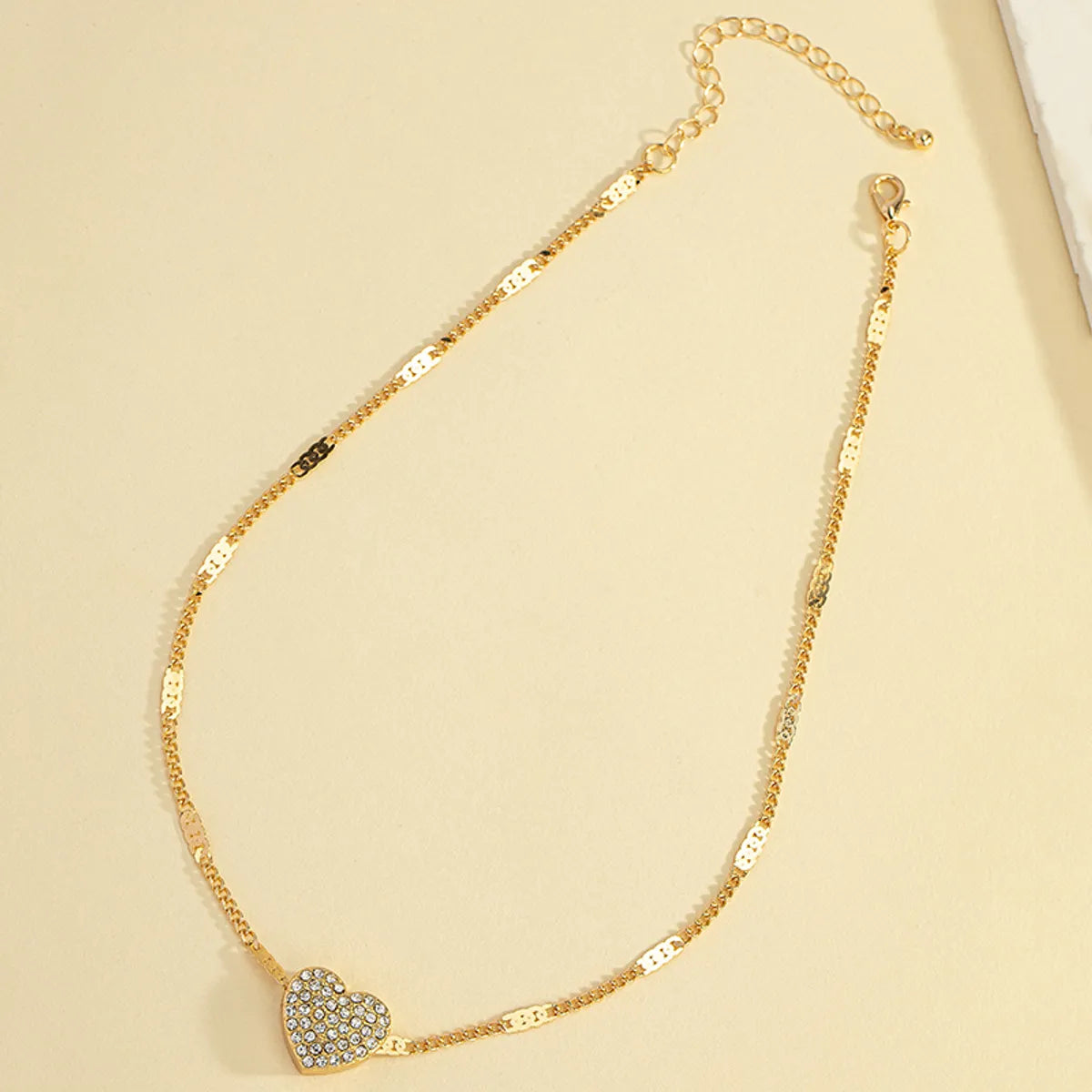 Wholesale Jewelry Ins Style Commute Heart Shape Alloy Rhinestones Pendant Necklace