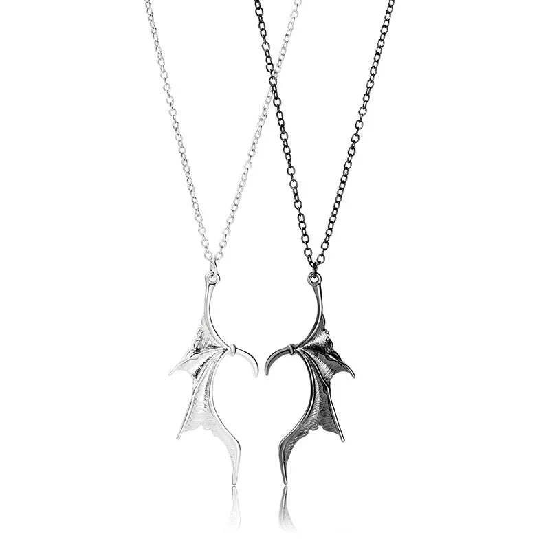 Wholesale Jewelry Ins Style Cool Style Heart Shape Bat Alloy Pendant Necklace