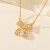 Wholesale Jewelry Japanese Style Bow Knot Titanium Steel Zircon Plating Pendant Necklace