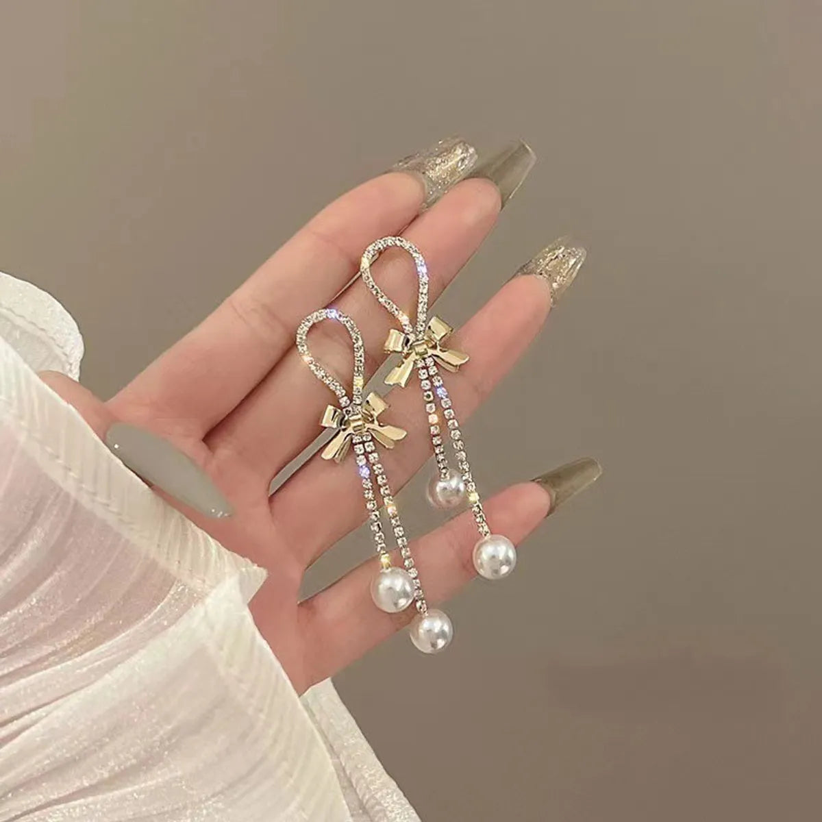 Wholesale Jewelry Lady Bow Knot Alloy Tassel Plating Drop Earrings